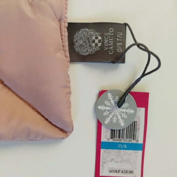 NWT VINCE CAMUTO WOMENS WINTER PUFFER SCARF QUILTED 9" x 62" PINK - Picture 2 of 6